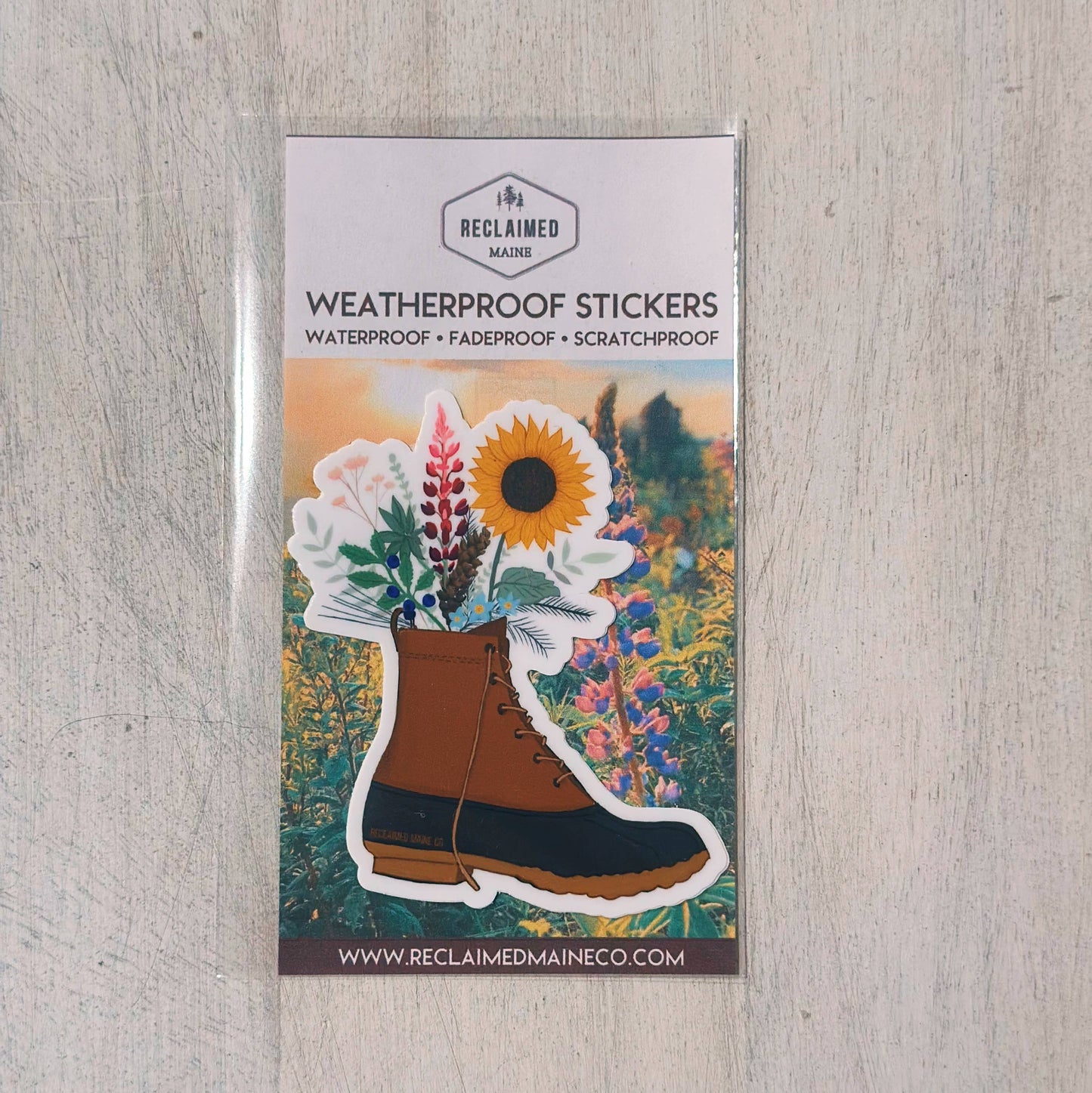 Maine Boot Bouquet Sticker - Nature Outdoors Souvenir