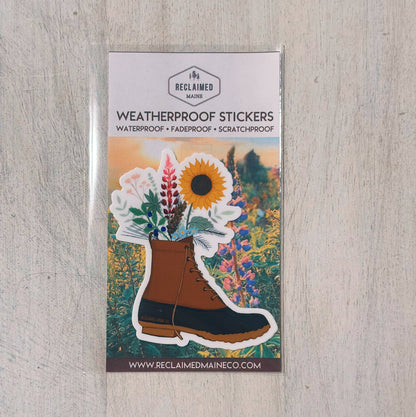 Maine Boot Bouquet Sticker - Nature Outdoors Souvenir