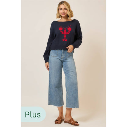 Boatneck Knit Lobster Sweater