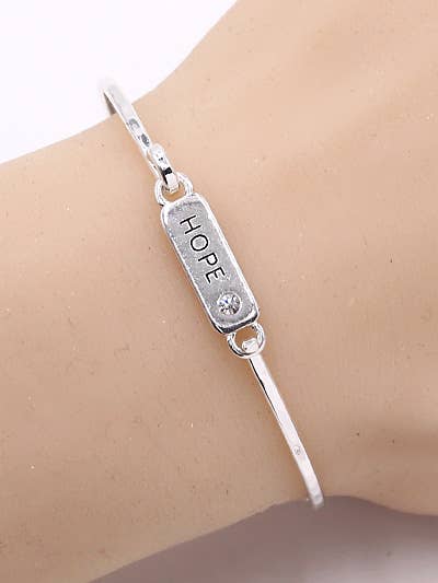 HOPE Message Crystal Casting Brass Bangle Bracelet