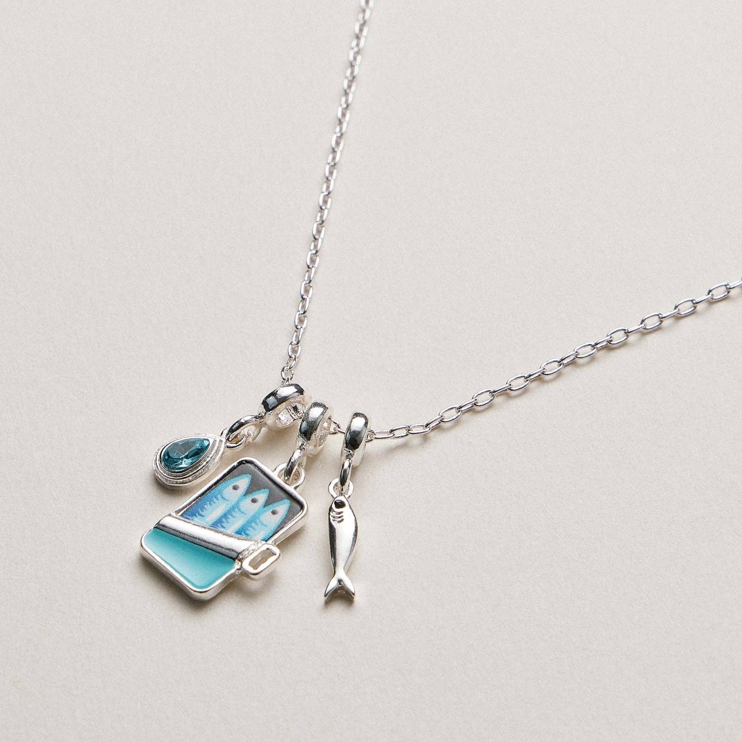Fish Sardine Can  Charm Necklace