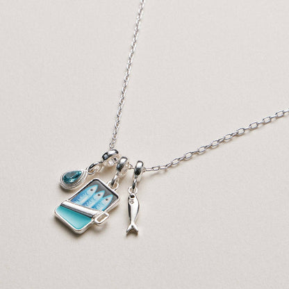 Fish Sardine Can  Charm Necklace