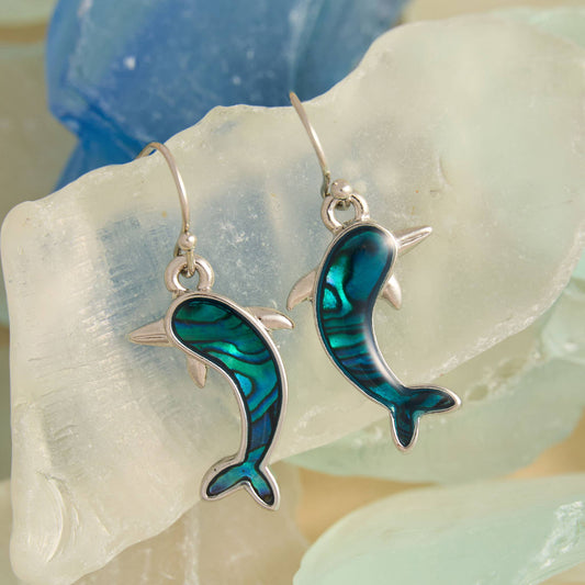 Abalone Dolphin Earrings Beach Jewelry