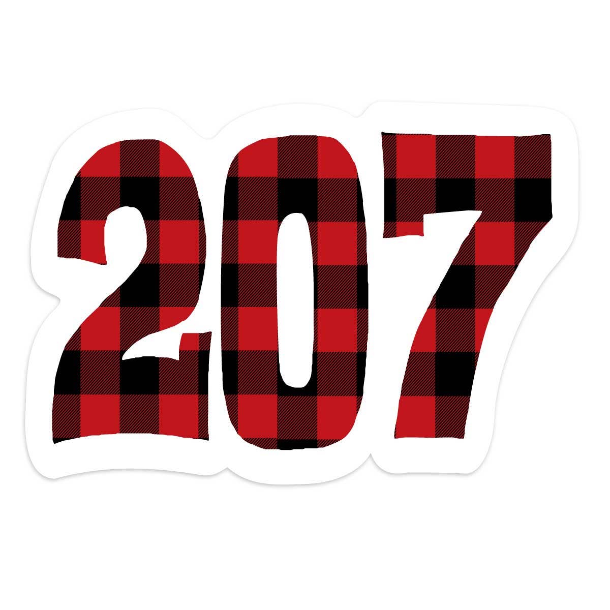 Maine 207 State Area Code Plaid Mini Sticker