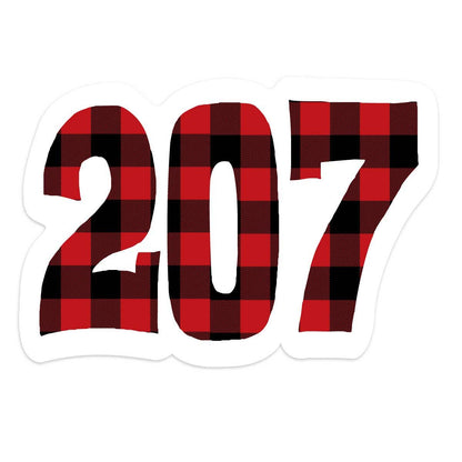 Maine 207 State Area Code Plaid Mini Sticker