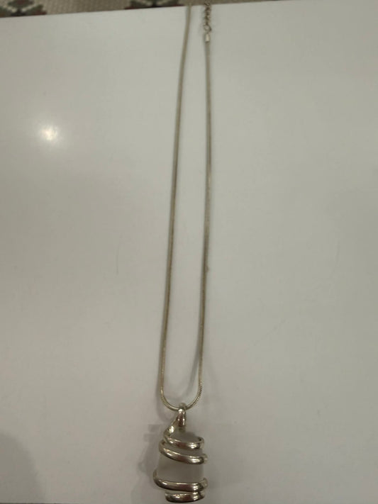 Wrapped Gem Necklace on Silver Chain