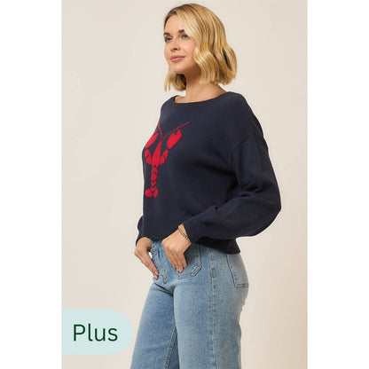 Boatneck Knit Lobster Sweater