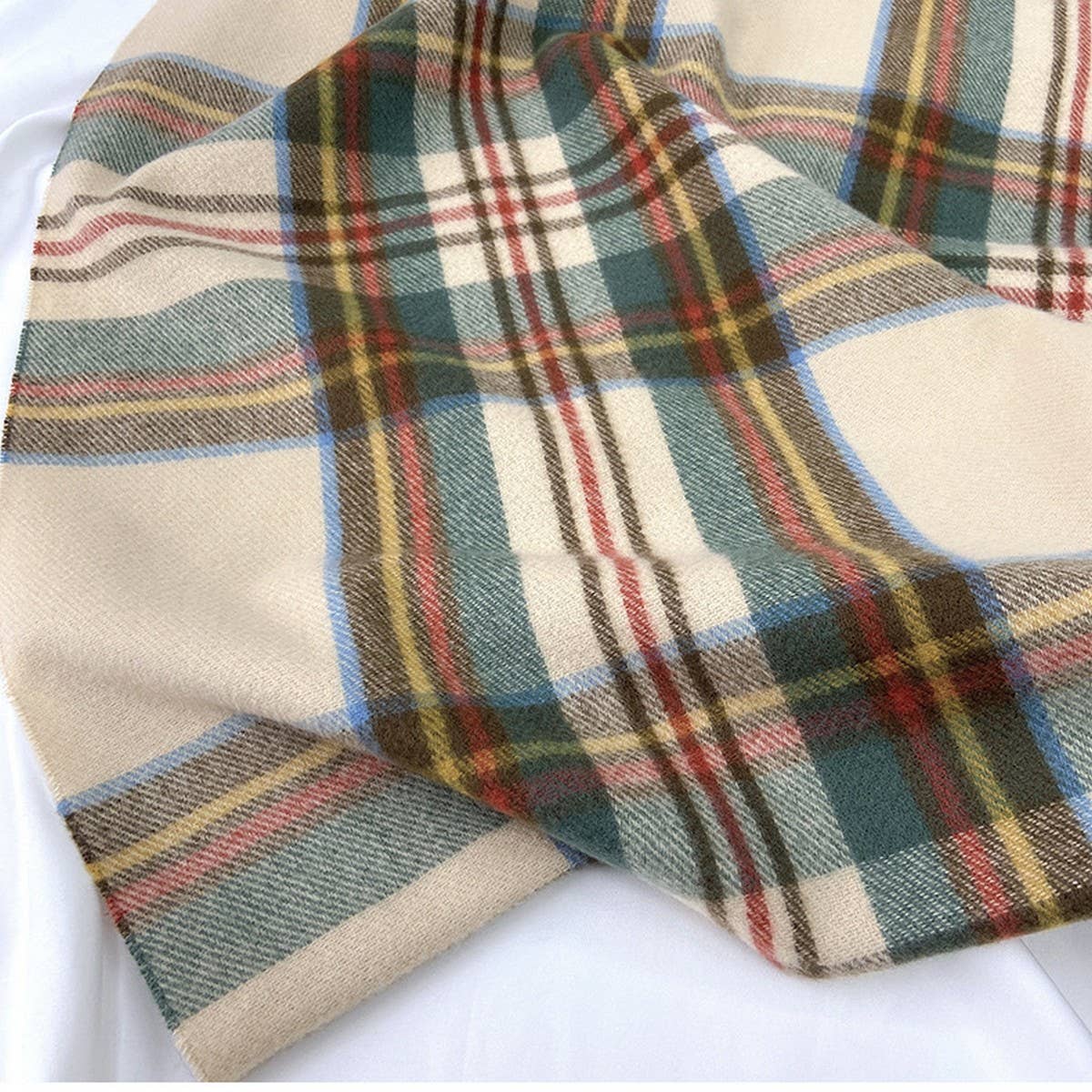 Plaid Winter Scarf-Vintage Tassel Shawl for Women