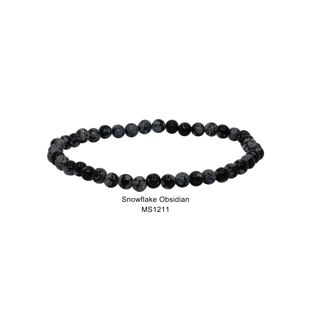 Mini Gemstone 4mm Beaded Stretch Bracelets