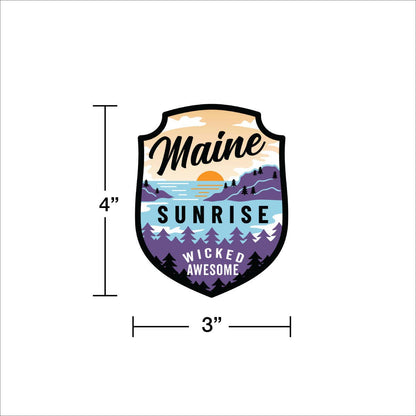 Maine Sunrise Wicked Awesome Die Cut Vinyl Sticker
