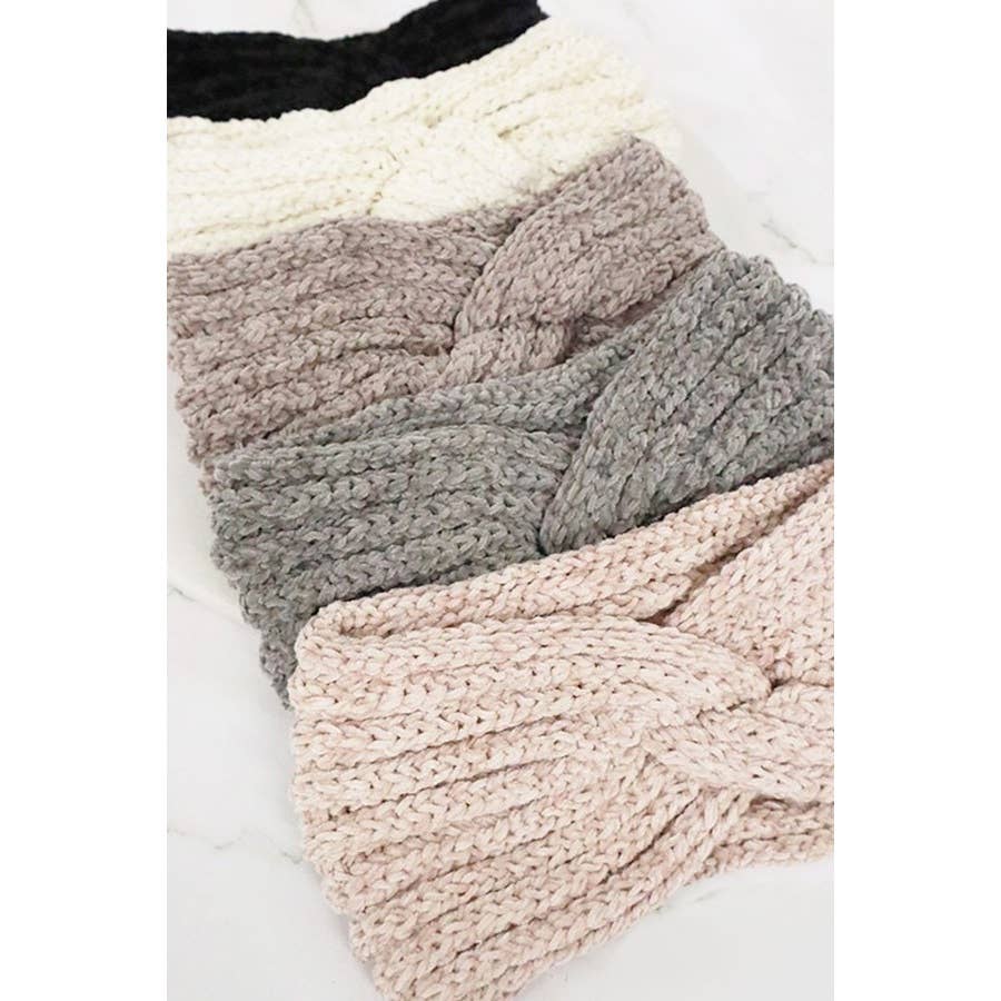 Fuzzy Knitted  Winter Headband