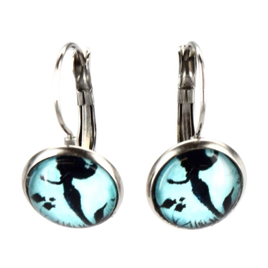 Mermaid Button Lever Back Earrings