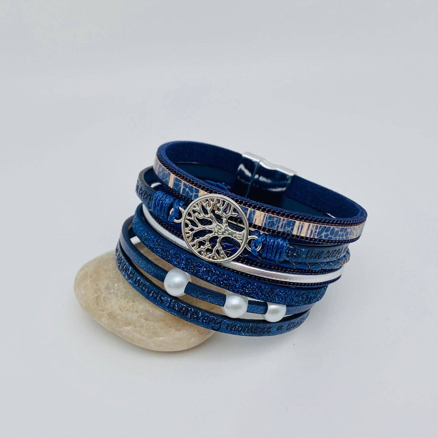 Tree of Life Multi-Layer Leather Bracelet | Magnetic Buckle