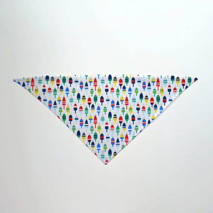 Lobster Boats and Buoys Reversible Tie-On Dog Bandana