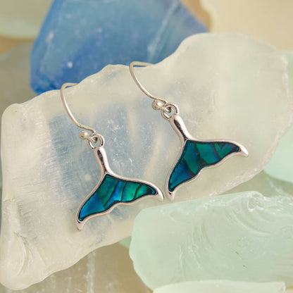 - Abalone Shell Whale Tail Earrings Beach Jewelry