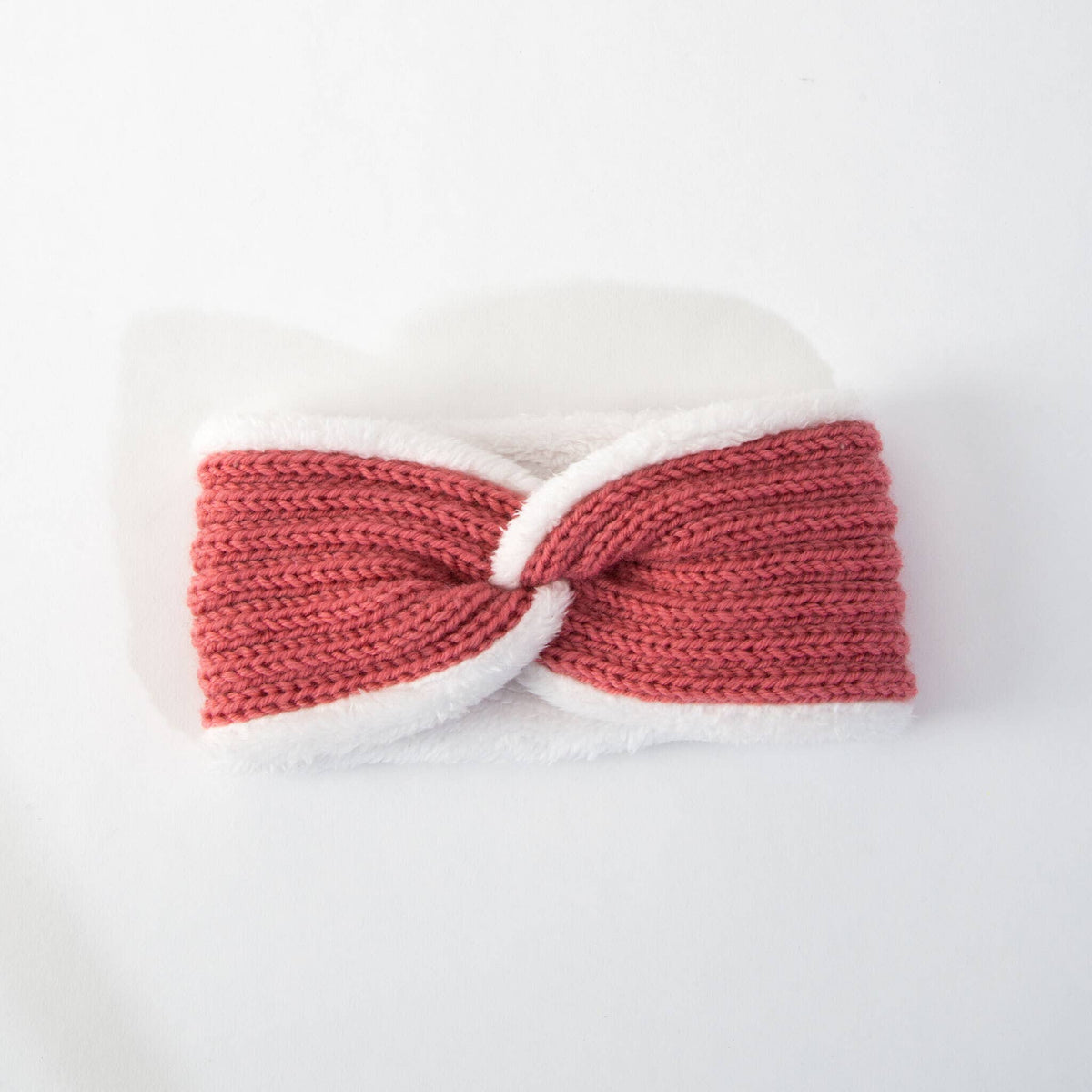 Winter Headband Elsa Twist Knit Sherpa Lined