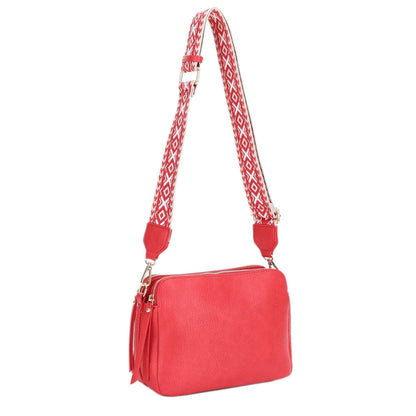 Mila 3 Compartment Crossbody Bag With Guitar Strap