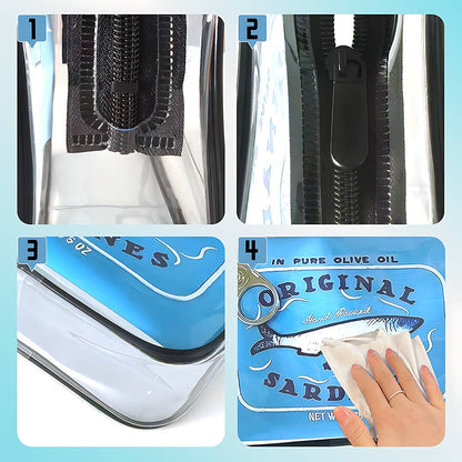 Sardine Can Print PVC Cosmetic Bag Clear Makeup bag