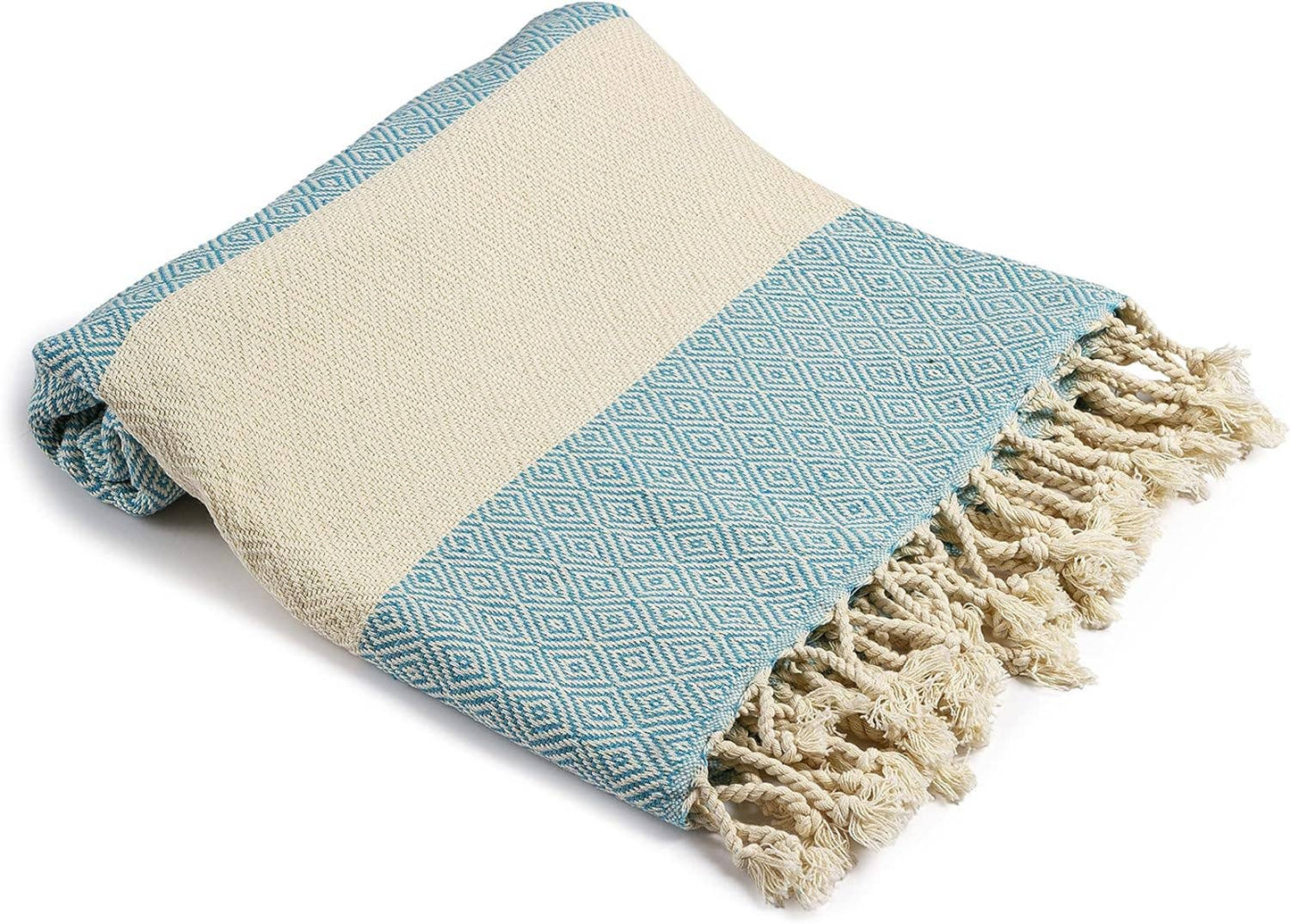 Aegean Concept Turkish Beach Towel, Quick-Dry, Baby Blue