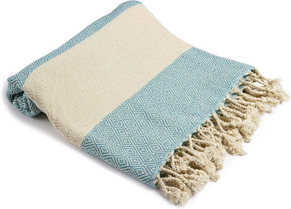 Aegean Concept Turkish Beach Towel, Quick-Dry, Baby Blue