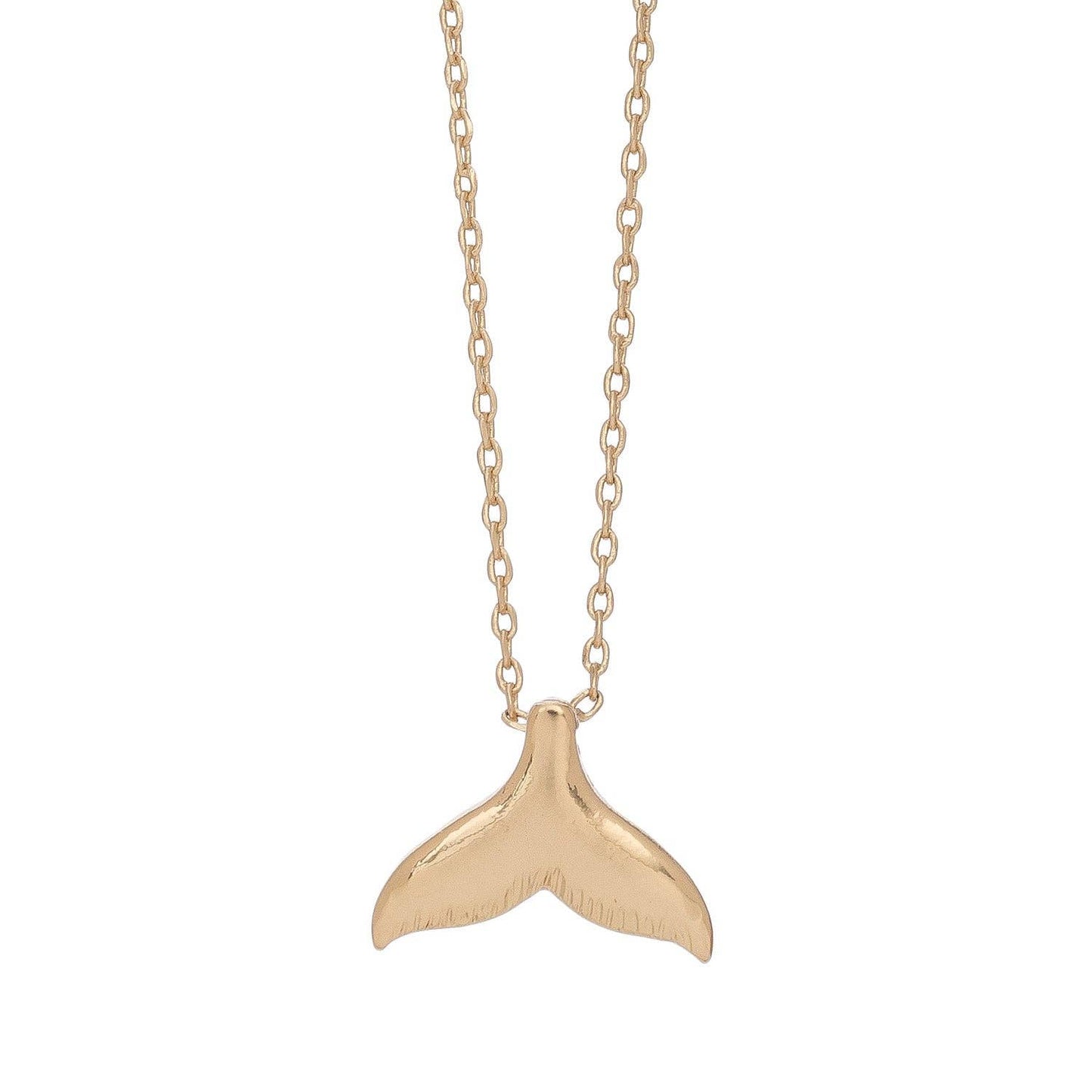Pendant Necklace Gold Whale Tail 16" Beach Jewelry