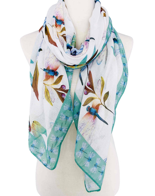 JC071106 Aqua-Multi Dragonfly Scarf