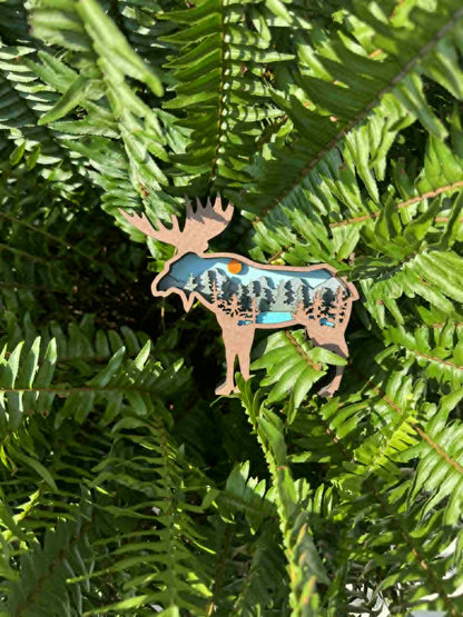 Layered Mountain Moose Ornament