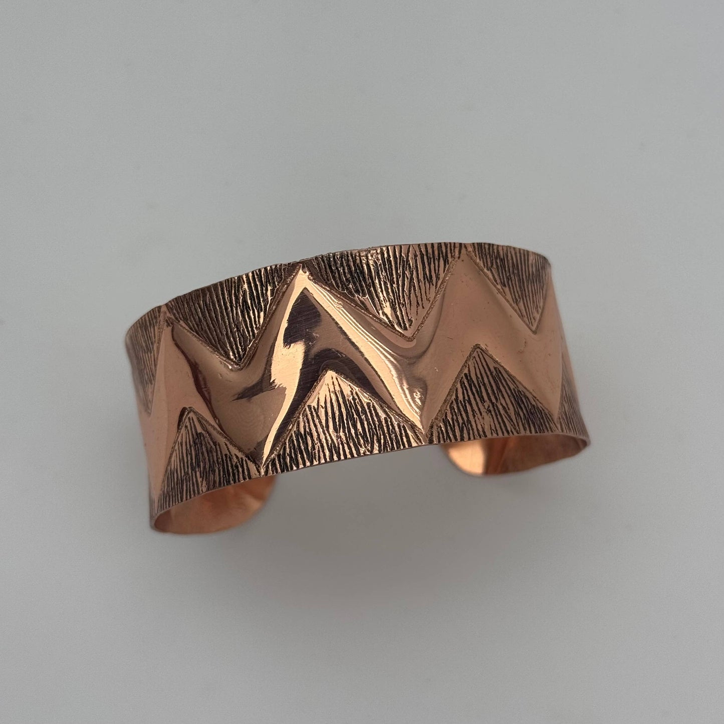 Handcrafted Zigzag Texture Copper Cuff
