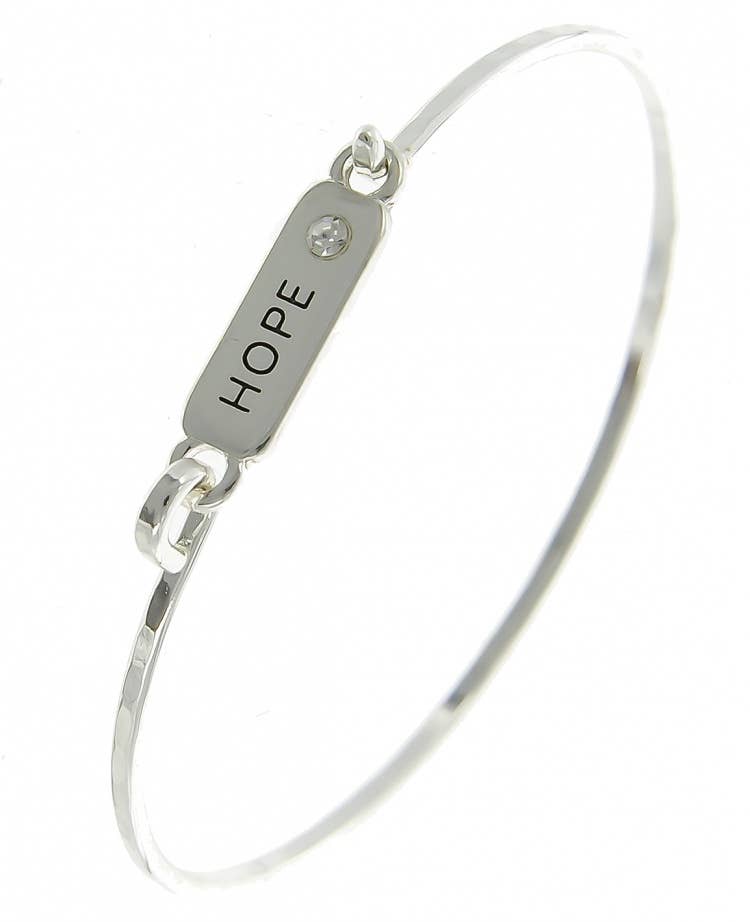 HOPE Message Crystal Casting Brass Bangle Bracelet