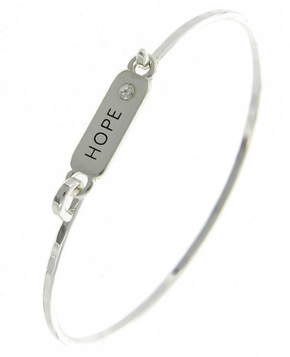 HOPE Message Crystal Casting Brass Bangle Bracelet