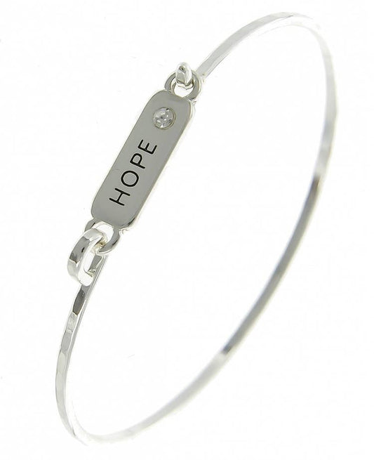 HOPE Message Crystal Casting Brass Bangle Bracelet