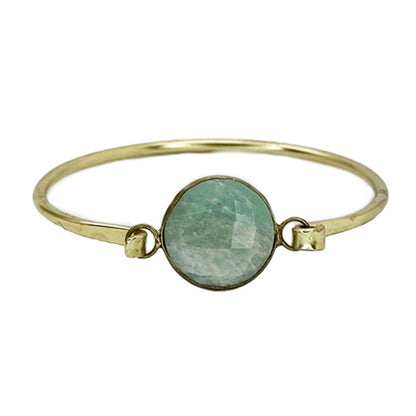 Gold Plated Bracelet with Semi-Precious Stone - Amazonite