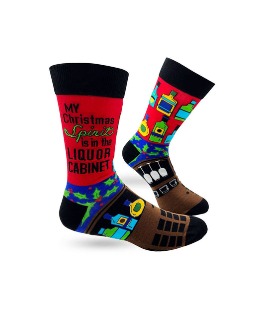 My Christmas Spirit is in the liquor cabinet Novelty Crew Socks