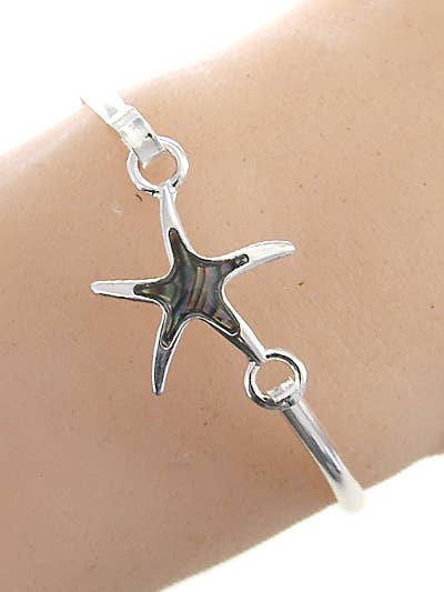 Abalone Starfish Brass Casting Bangle Bracelet