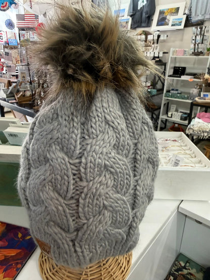 Winter Beanie with Faux Fur Pom