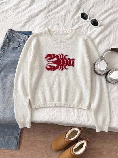 Coastline Red Claw Lobster Knit Sweater Top