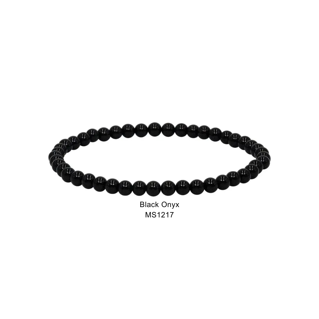 Mini Gemstone 4mm Beaded Stretch Bracelets