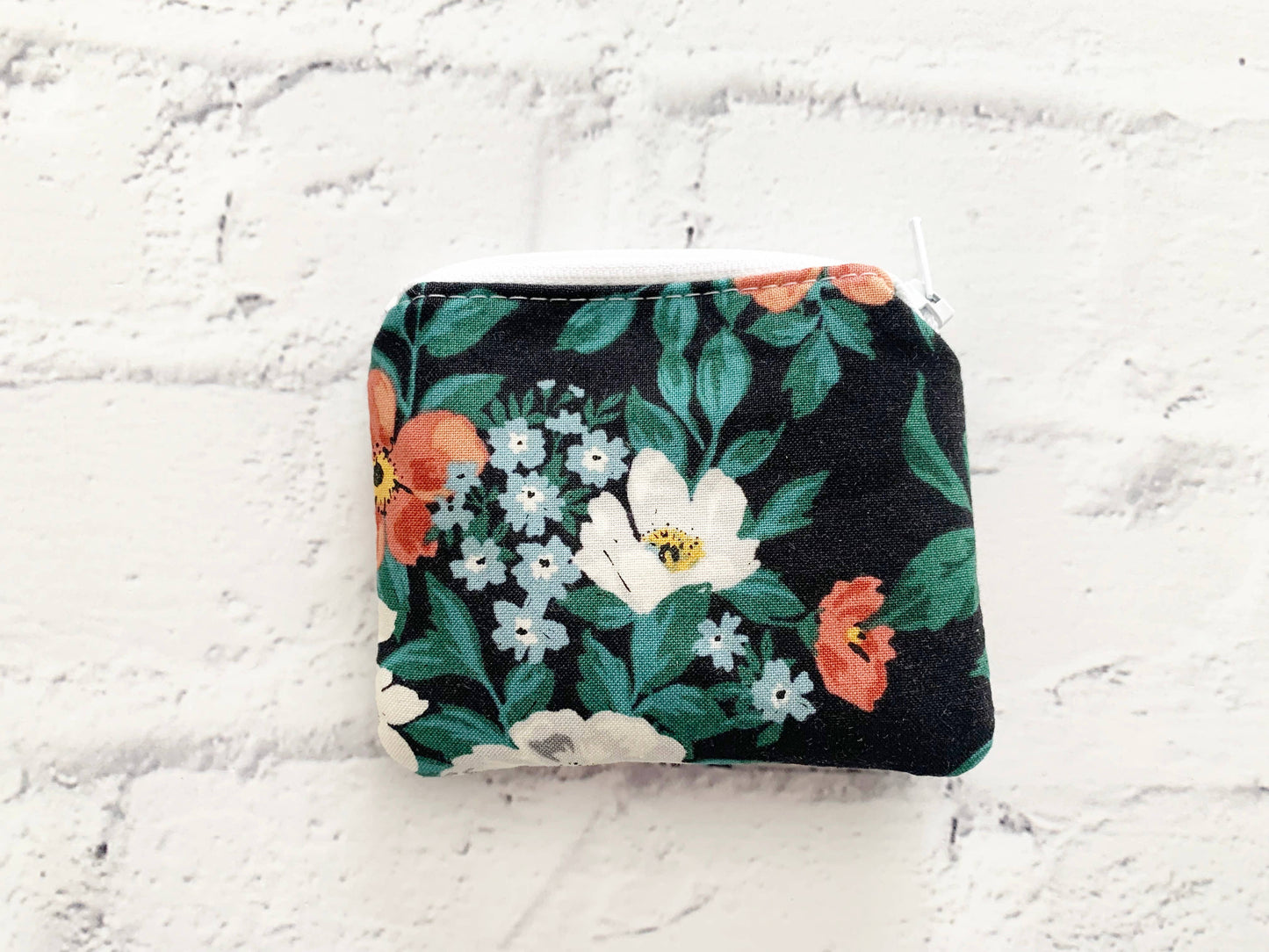 Small Fabric Pouch-Black Floral