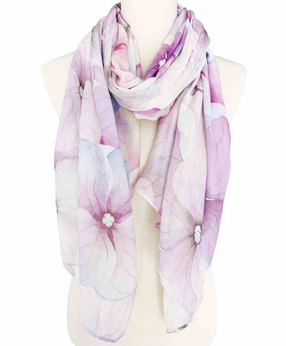 JC071107 Pink Floral Scarf