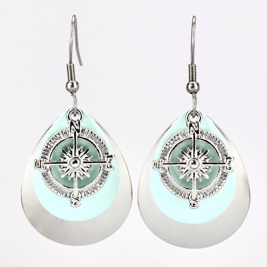 Lg. Mystic Sea Compass Earrings nautical
