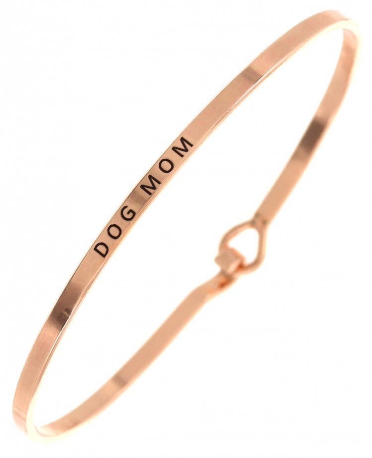 DOG MOM_3mm Inspired Mother Message Brass Bangle