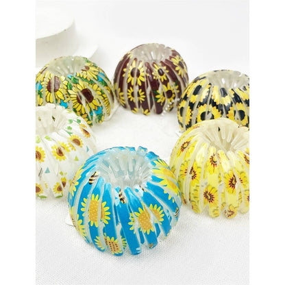 Sunflower Print Bird Nest Magic Hair Bun Clip