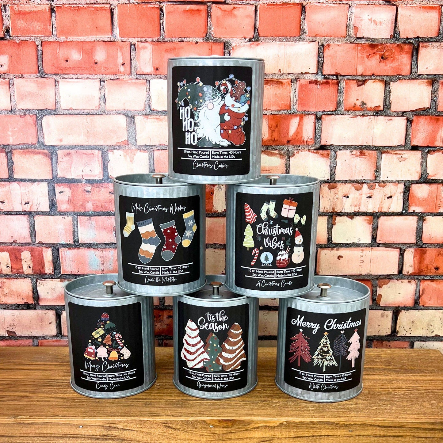 Make Christmas Wishes Soy Candle Rustic Tin Holiday Candles-Pecan Pie