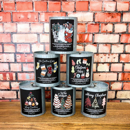 Make Christmas Wishes Soy Candle Rustic Tin Holiday Candles-Pecan Pie