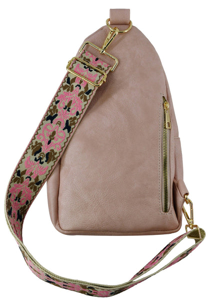 Zipper Crossbody Bag with Boho Strap