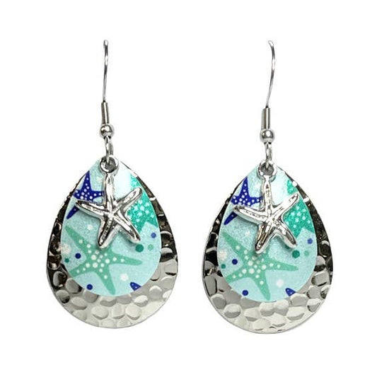 Starfish Sea Life Earrings Multicolor Beach Shell Jewelry