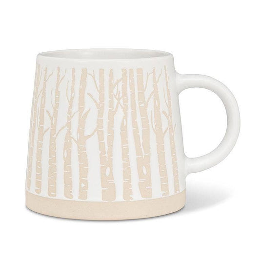 Wide Base Mug with Birch Trees