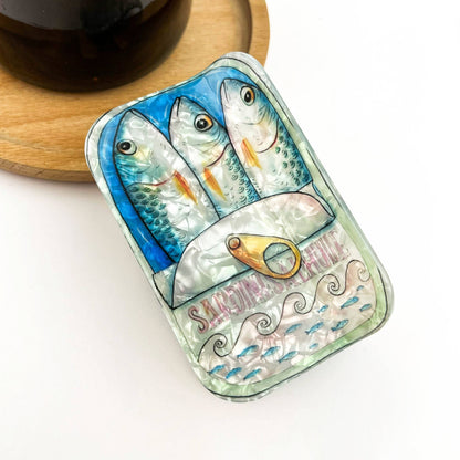 Sardine Can Hair Claw Clip with Cat Design