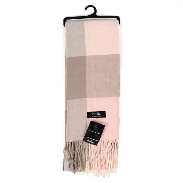 Unisex Brown and Pink Acrylic Cashmere Feels Winter Scarves