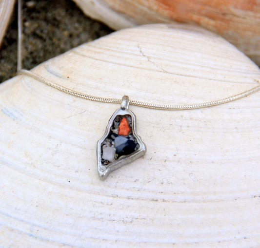 Maine Shellware Mini Shape of Maine Pendant